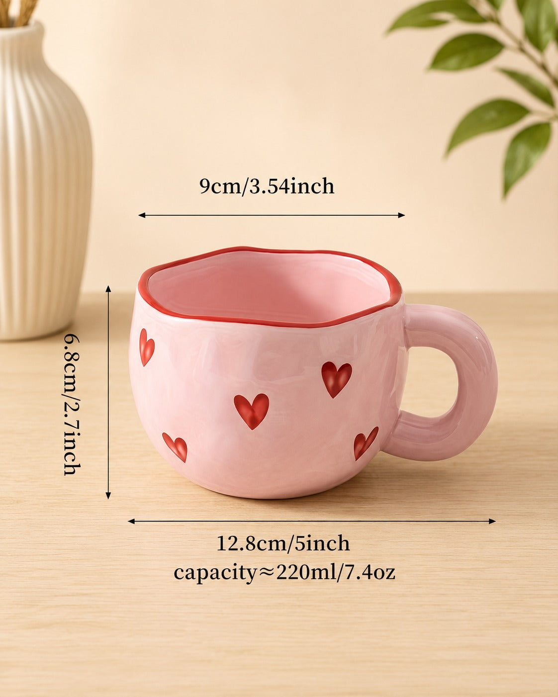 Taza cerámica corazones