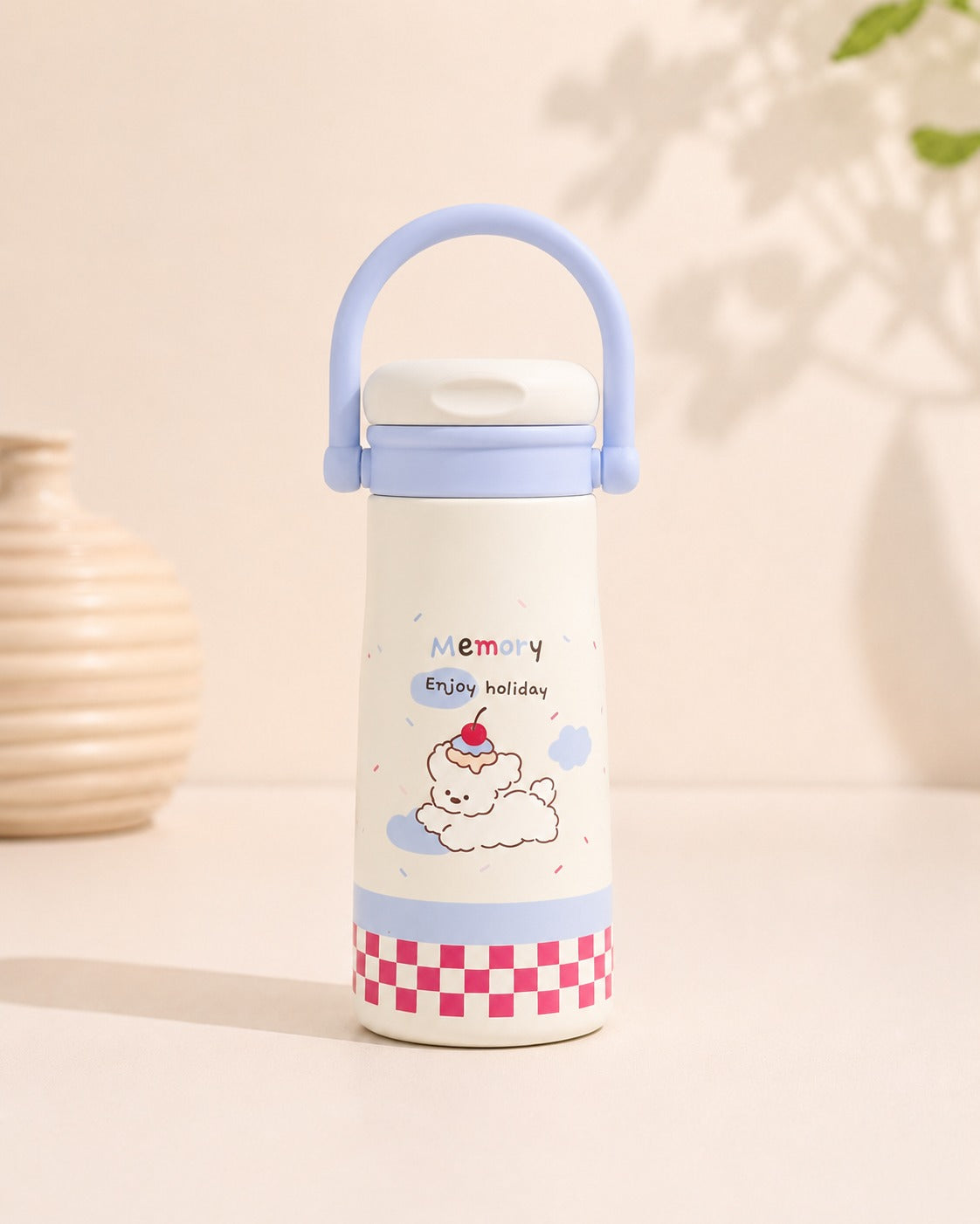 Botella kawaii asa - acero inoxidable