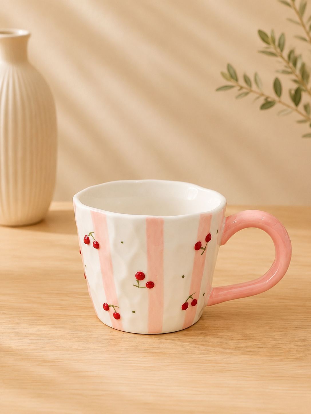 Taza cerámica cerezas