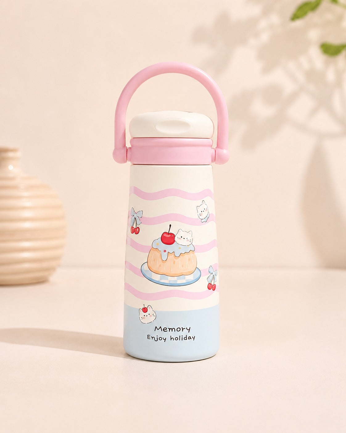 Botella kawaii asa - acero inoxidable