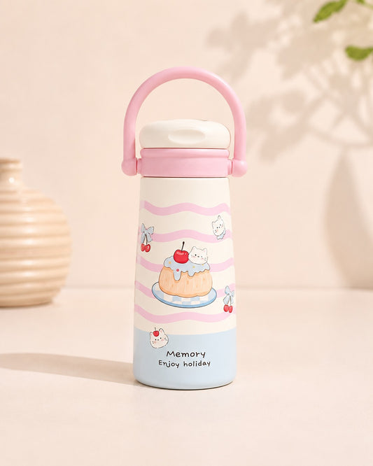 Botella kawaii asa - acero inoxidable